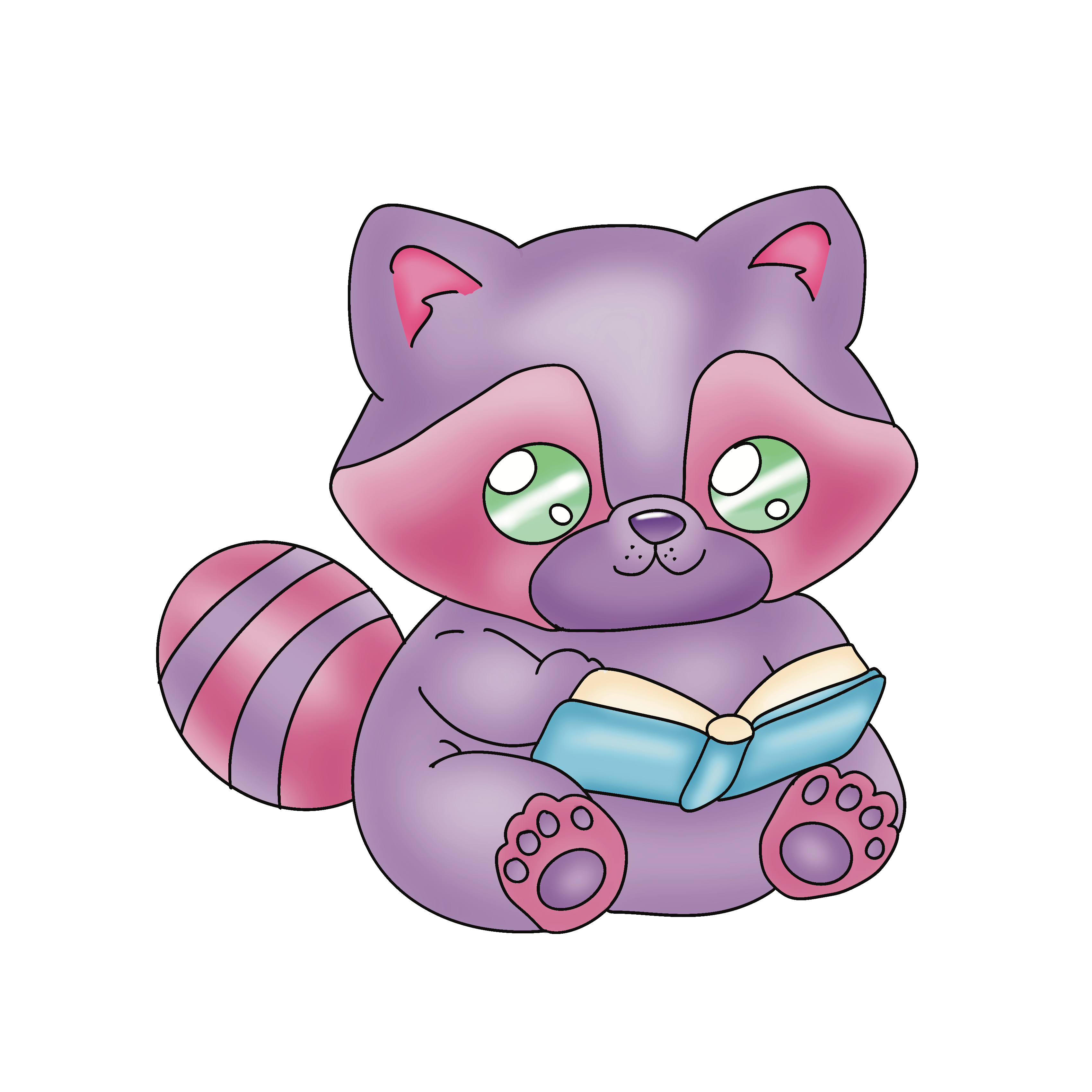 Reading raccoon