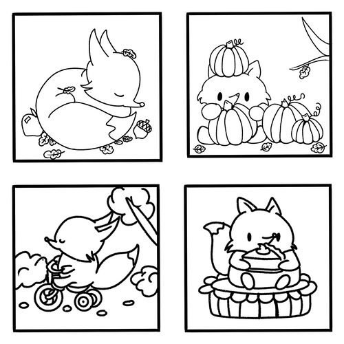 Cozy fox Coloring book